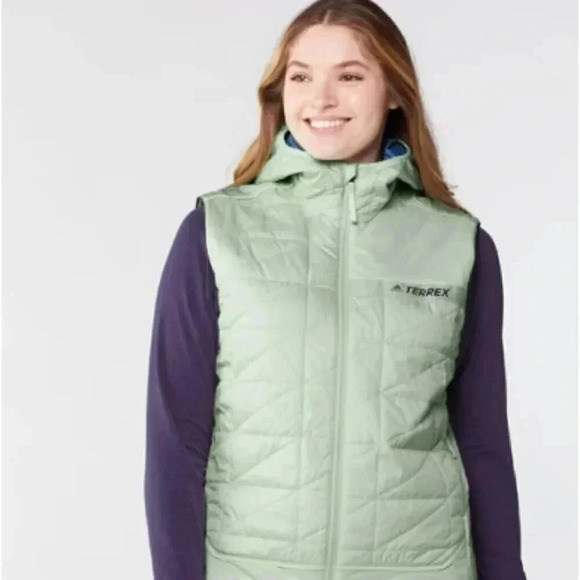 adidas Jackets & Blazers - NWT Adidas Terrex womens S hoodie vest light green full zip jacket 3069